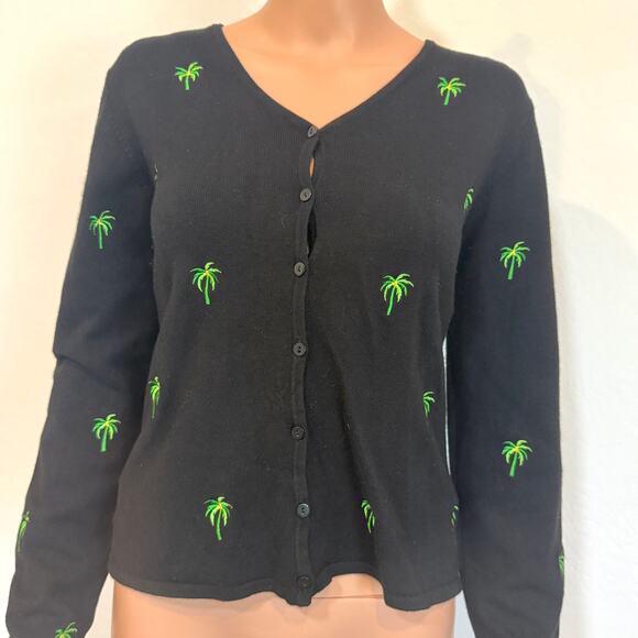 Etoile large embroidered palm tree cardigan sweater top SP 2758 - Picture 10 of 10